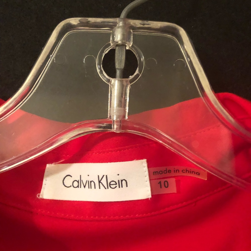 Calvin Klein Red Snap Front Dress w/ Belt Size 10 - Picture 2 of 6